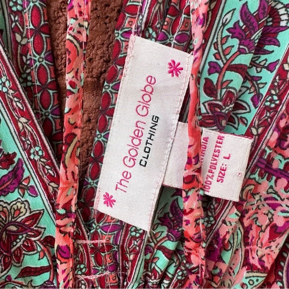 Boho Maxi Dress | Coverup Womens L Colorful Paisley Floral - Picture 5 of 10